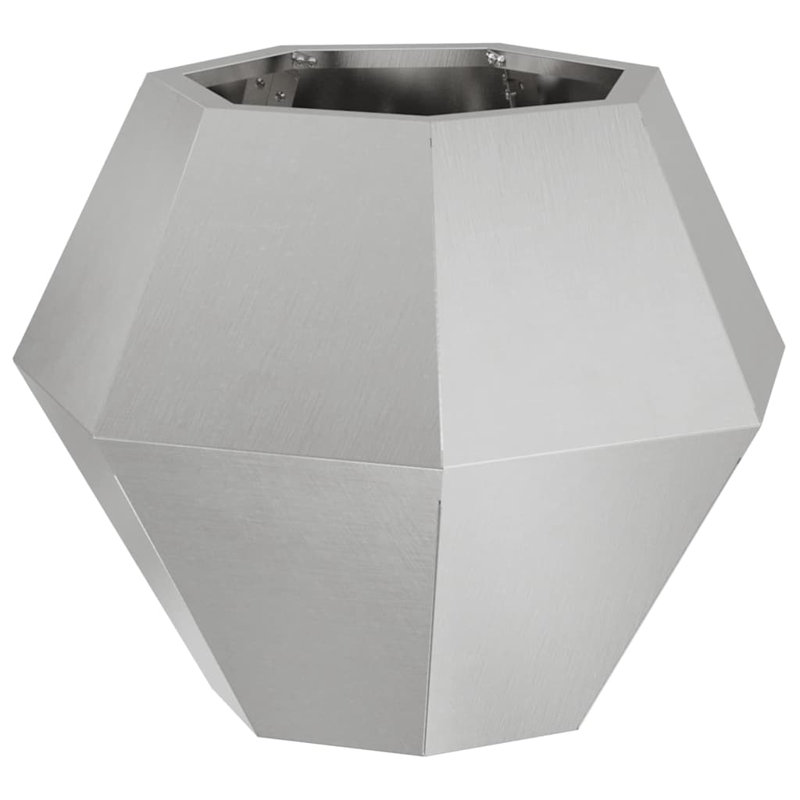  Planter Silver Stainless Steel, 40cm H x 50cm W x 50cm D