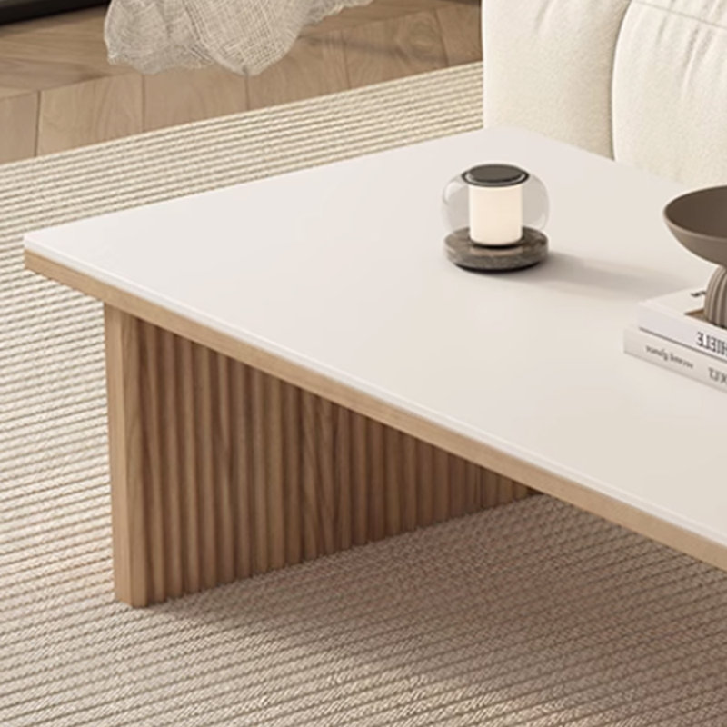 Table basse en bois massif au design minimaliste, Bois original, H 15,74 po x L 55,11 po x l 27,55 po, Blanc