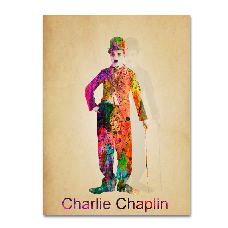 «Charlie Chaplin» par Kieninger, impression sur toile tendue, H 32 po x l 24 po x P 2 po
