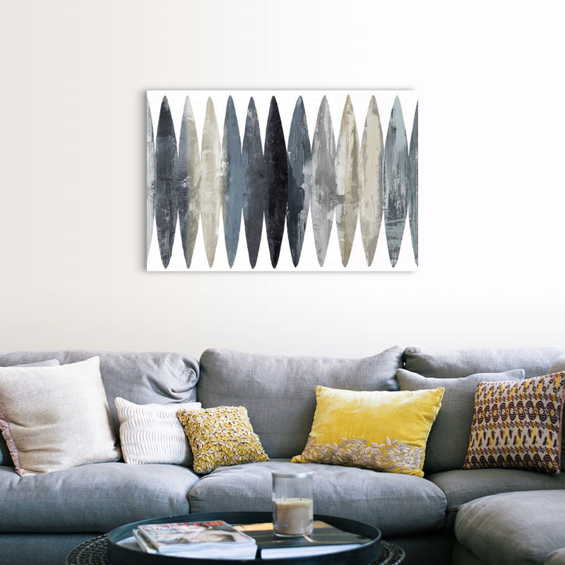Abstract Surfboards Grey by David Moore - Painting on Canvas, Wrapped Canvas, 32" H x 48" W, No Frame