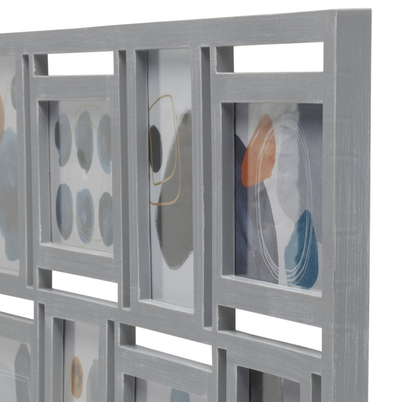 MELANNCO 8 Opening Collage Frame- Displays Four 4x6 and Four 6x4 Inch Photos, 25x15 Inch, Distressed Gray