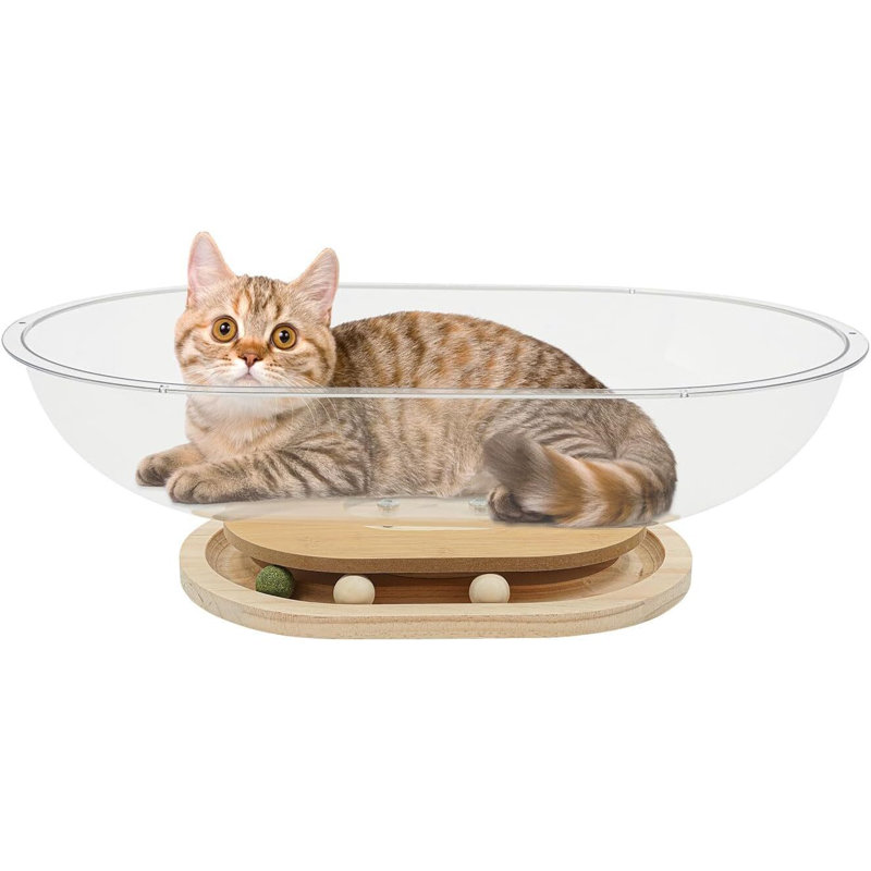 Lit pour chat avec capsule en acrylique - Bubble Lounge transparent, H 6,69 po x l 21,26 po x P 12,99 po