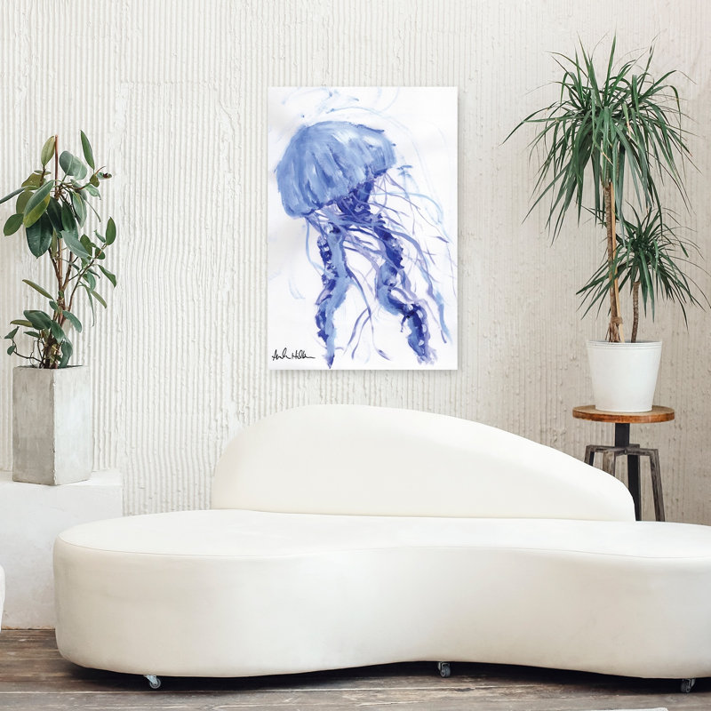 Art côtier méduse bleue, H 36 po x l 24 po