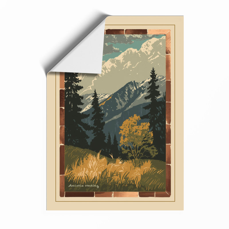 Mountains at Sunrise Scandinavian - Framed Print, Unframed, A4 - 29.7 x 21.0 cm