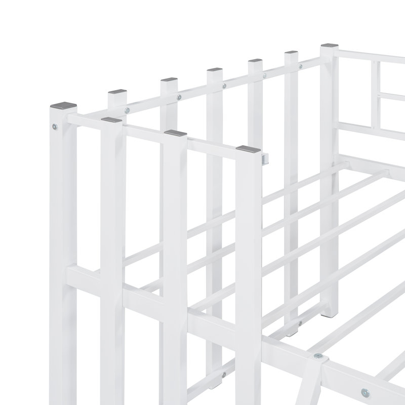 Lit mezzanine simple avec toit et échelle Loda, Blanc