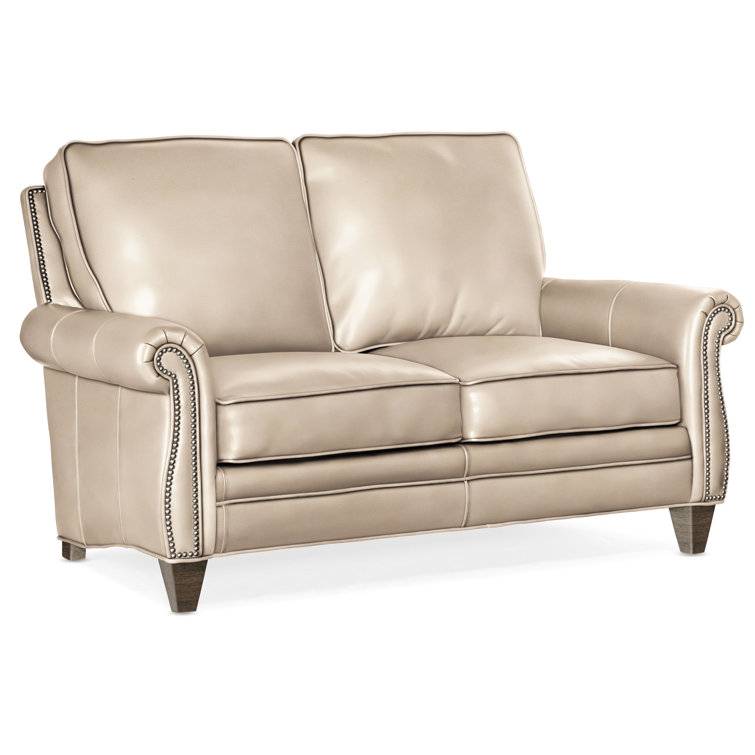 Reddish Leather Loveseat