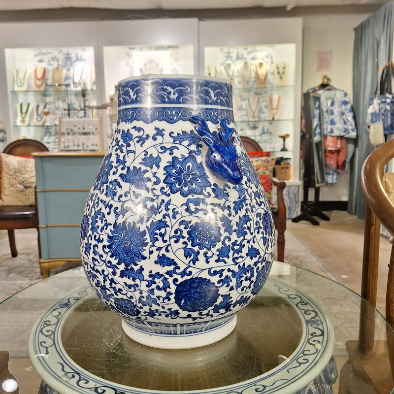 Blue and White Deer Handle Vase