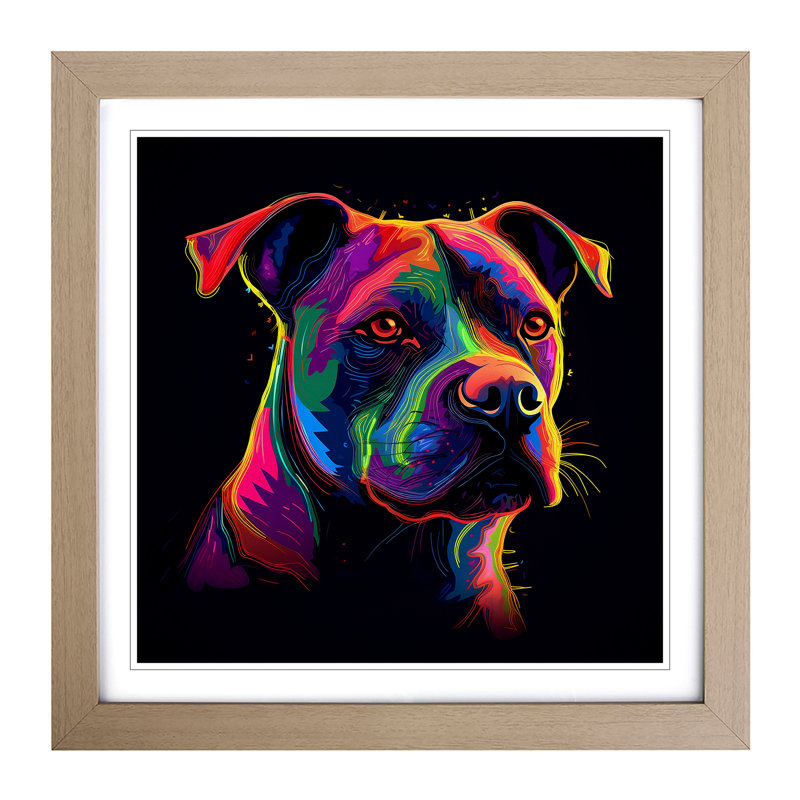 Staffordshire Bull Terrier Neon No.1 - Framed Print