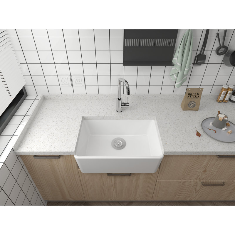 17 Stories Huggett 40.8mm W Ceramic Kitchen Sink 0