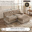 Canapé modulable 2 places avec pouf, jupe à franges d'inspiration vintage, dossier capitonné et assise flexible, couleur camel-2003206930