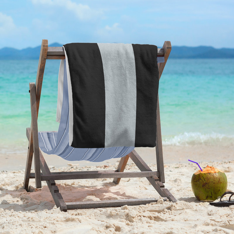 Beach Towel, Black/Silver/Black, Microfiber