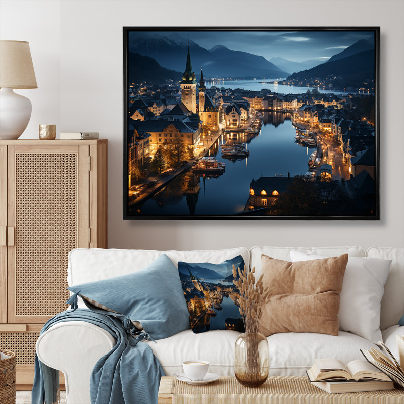 Faux de l'Allemagne, Allemagne, Alesund, art mural, Cadre flottant noir, H 30 po x l 40 po x P 1,5 po