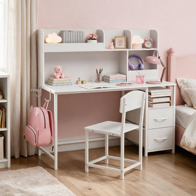 Bureau et chaise en bois avec tiroirs pour enfants de 6 à 12 ans, filles et garçons