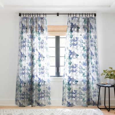Jacqueline Maldonado Dye Ovals Blue Green 1pc Sheer Window Curtain Panel
