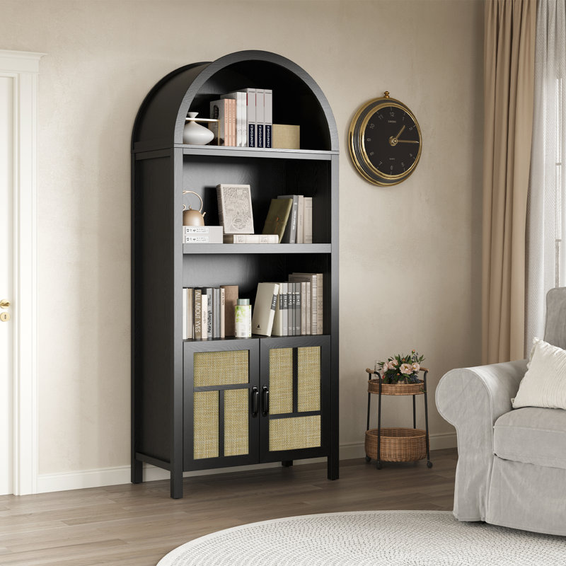 Arched Storage Cabinet With Rattan Doors