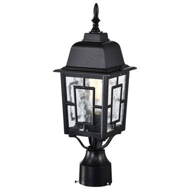 Black Outdoor Post Light Pillar Light E27*1(Without Bulb) Canora Grey