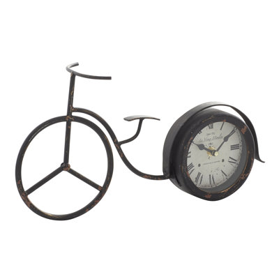 Analog Metal Mechanical Tabletop Clock in Black