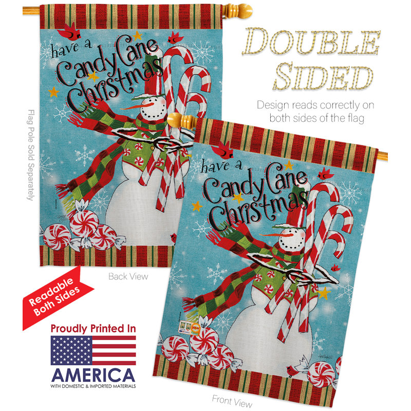Canne à bonbon de Noël à 2 faces en polyester 40 x 28 po Ensemble de drapeaux