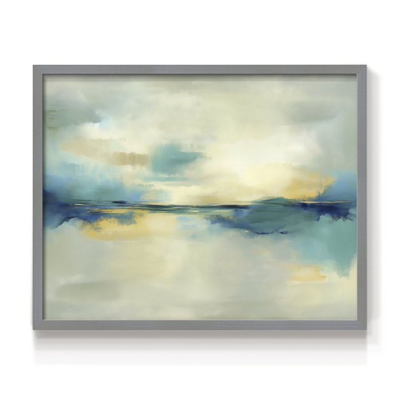 Abstract Series-XCIX -Framed Print - Restickable, Grey, 16" H x 20" W