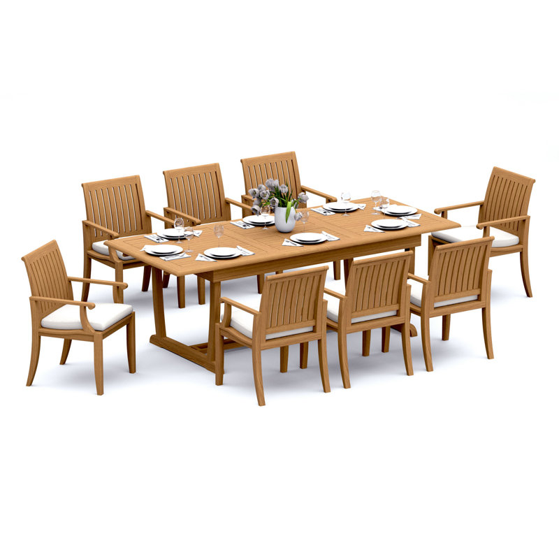 Lagos Teak Wood Patio Dining Set with, 8
