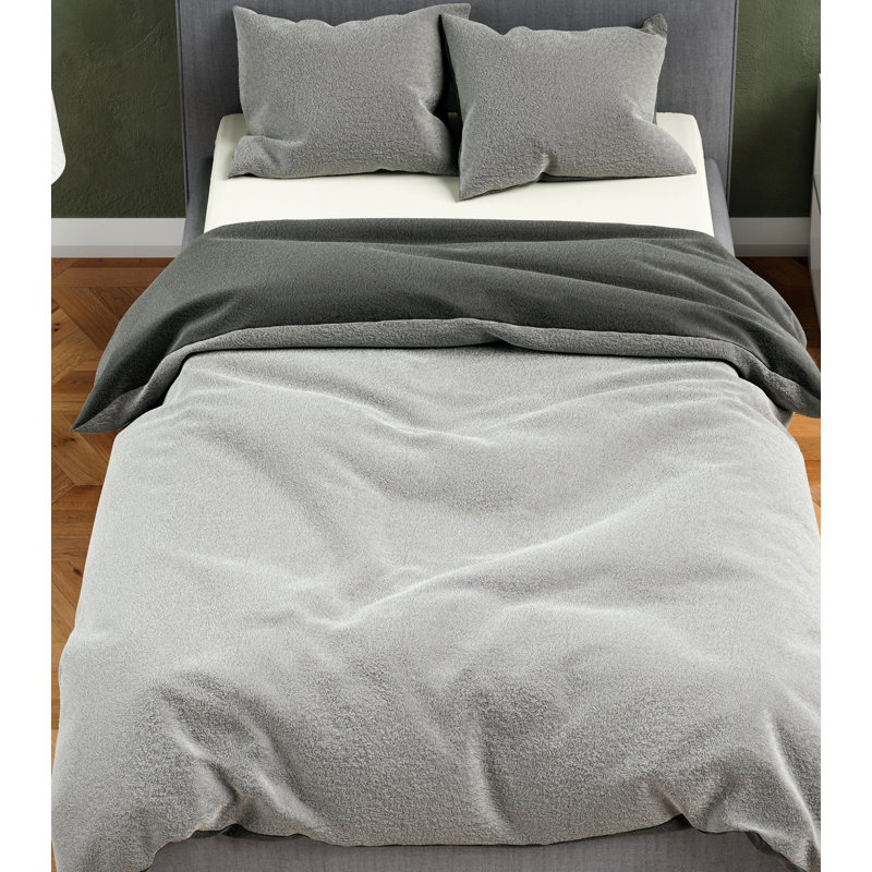 Chanson Bed Linen, 155 x 200cm Duvet Cover Set+2 Pillow Shams+2 Pill, Grey