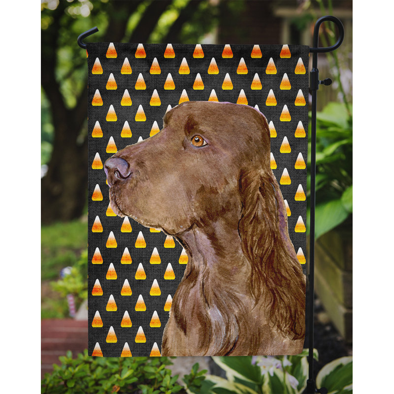 Drapeau de jardin brûlé bonbon d'Halloween à 2 côtés, Field spaniel
