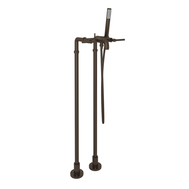 Lombardia Floor Mount Tub Filler, Tuscan Brass, Lever Handle