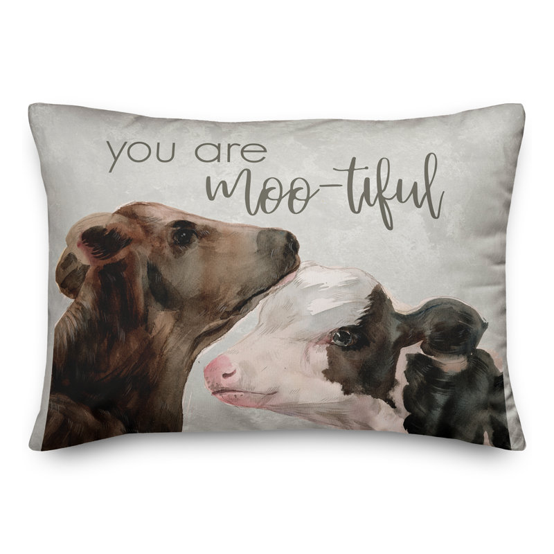 Housse de coussin à motif de vaches aquarelle/insert