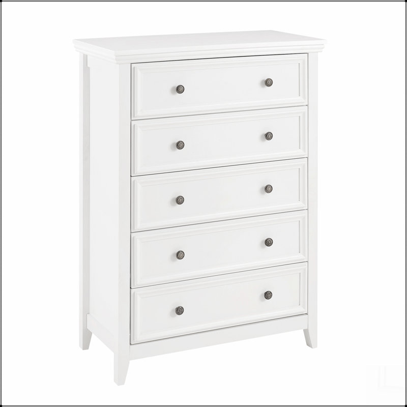 Commode 5 tiroirs Modern, commode 5 tiroirs, Blanc