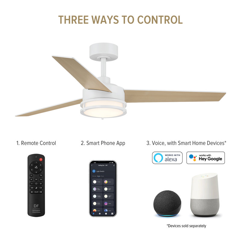 Pura 52'' Ceiling Fan with LED Lights, White