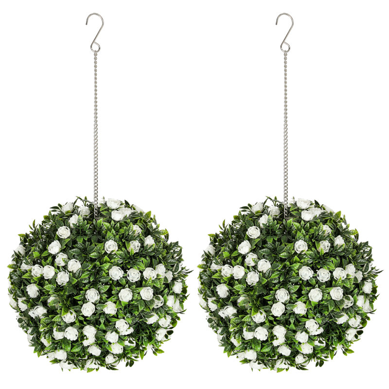 Anslem 28cm Faux Rose Plant in Freestanding, White