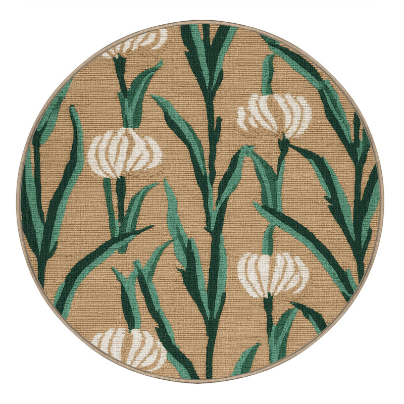  Tapis lavable avec légumes à l'ail sauvage, Rond 3 pi