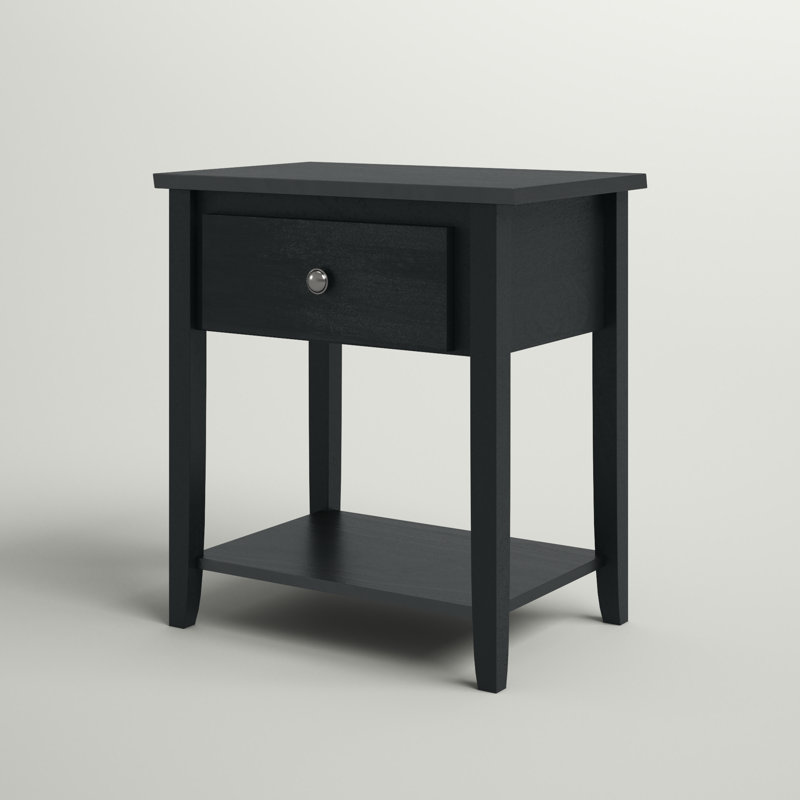 Anke End Table with Storage, Black
