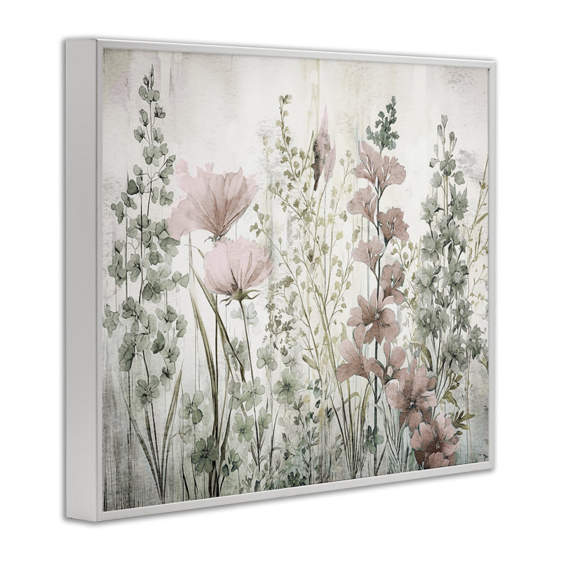 «Blush Wildflower Sprig», estampe numérique par Sasha, Estampe numérique encadrée blanc bord de mer, H 16 po x l 20 po