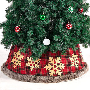 HOMCOM Green, Christmas Tree Collar, 26 in.Metal Tree Ring, Xmas Tree Skirt Decoration, 3 Panels