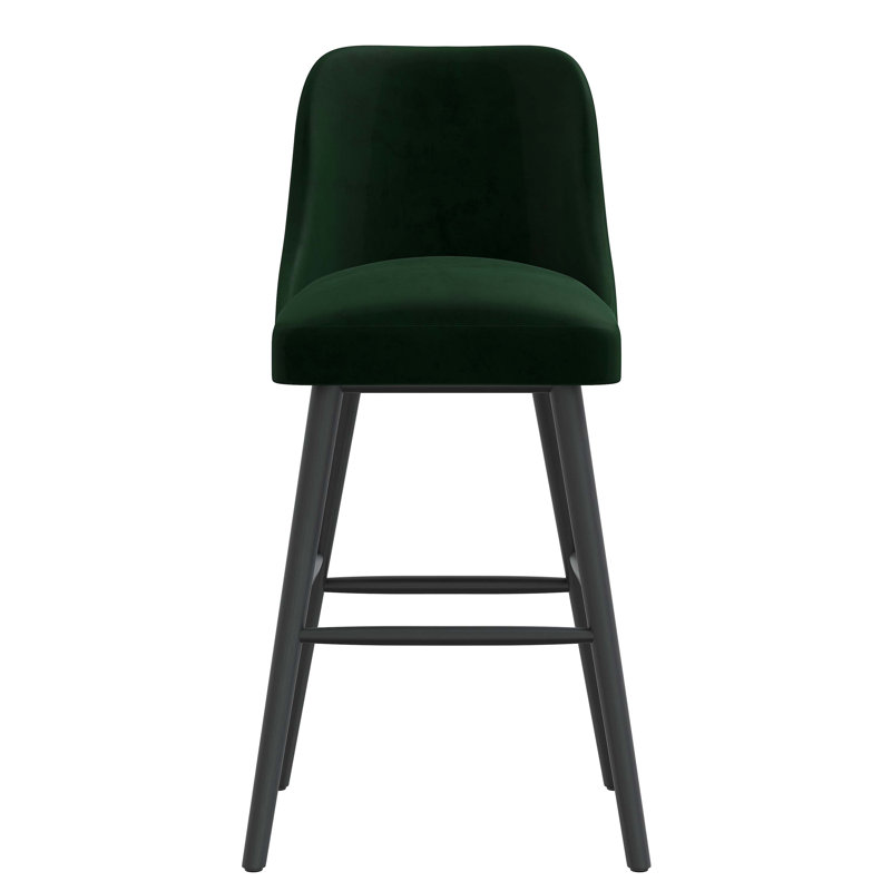 Tabouret de bar et de comptoir Gallie, Tabouret de bar (siège d'une hauteur de 31 po), Velours luxueux émeraude