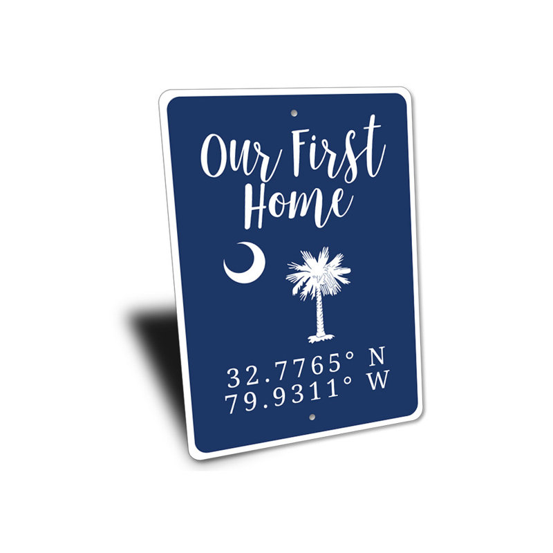 Enseigne en aluminium «Our First Home», H 14 po x l 10 po x P 0,04 po