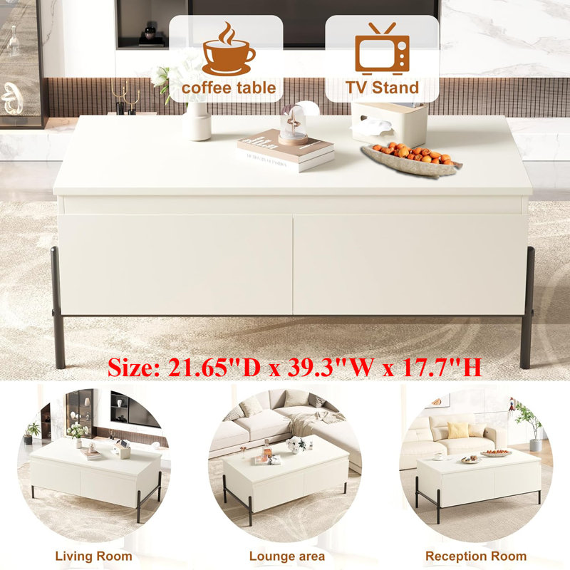 White Coffee Table With Storage 