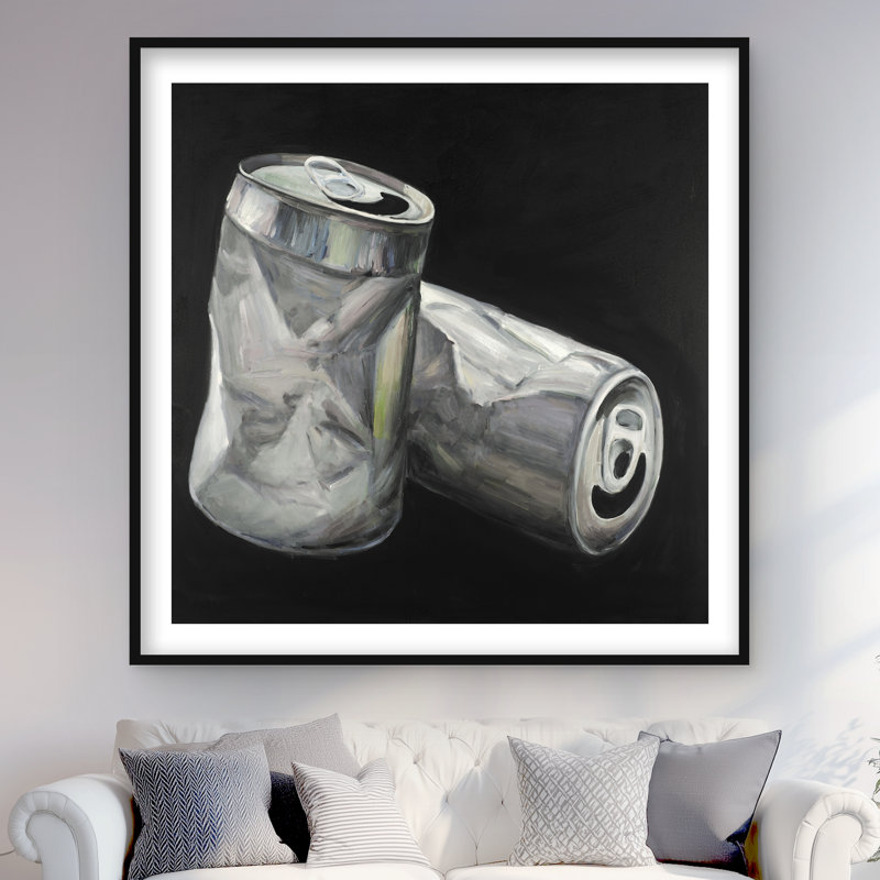 Empty Cans - Hyperrealist Still Life, reproduction d'art encadrée