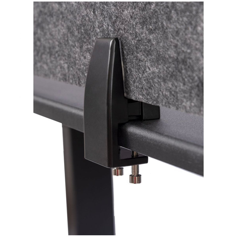 Anthracite Gray 60" Acoustic Desk Divider with Aluminum Clamps