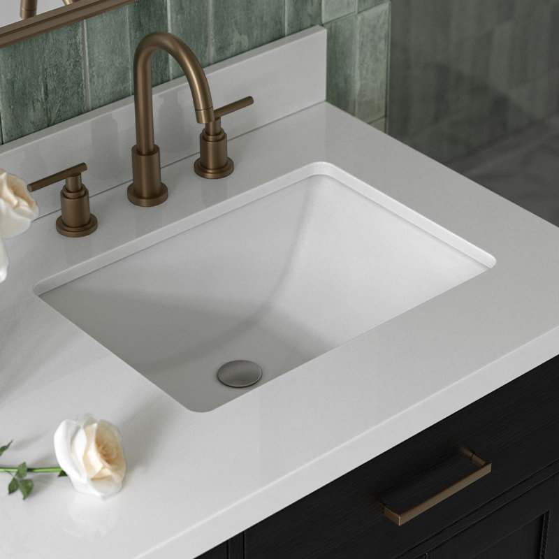 Ensemble de meuble-lavabo double en bois massif 66 po avec comptoir blanc 1,5 po Thornaby, lavabos ovales Thornaby