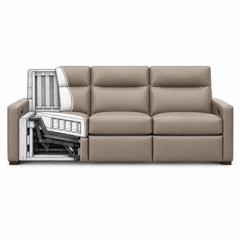 Keystone Heirloom Quality RAF Recliner in Buttery Soft 100% Top Grain Leather, Made to Order, Boca Cashmere
