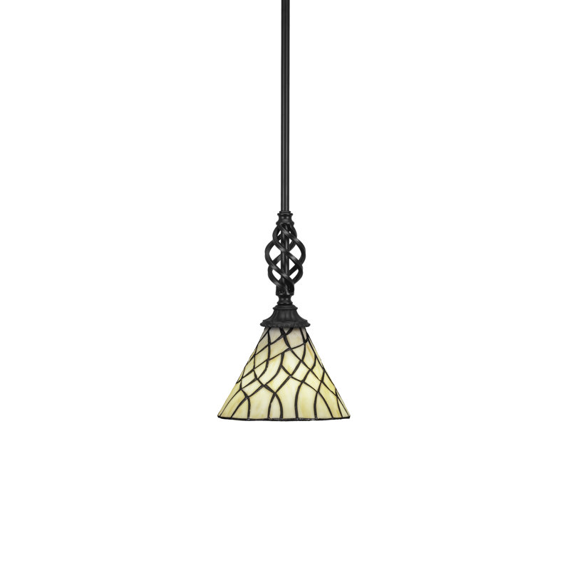 Mini-luminaire suspendu suspendu Elegté avec finition en verre noir mat 7 po