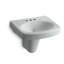 Pinoir® Vitreous China U-Shaped Semi-Pedestal Bathroom Sink with Overflow-10940238-65046039