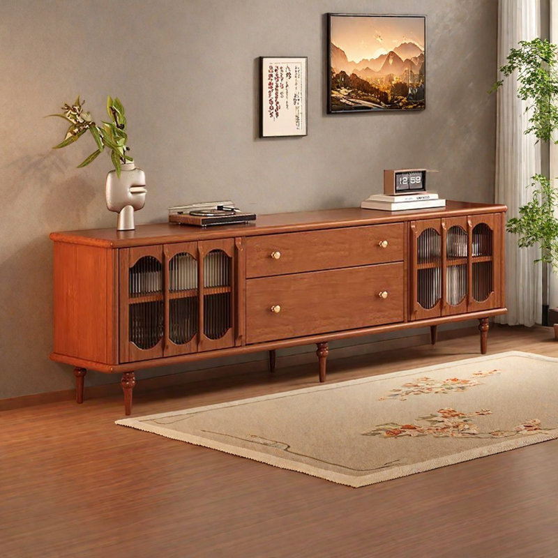 Un meuble télé rétro de luxe de style moyen, Brun