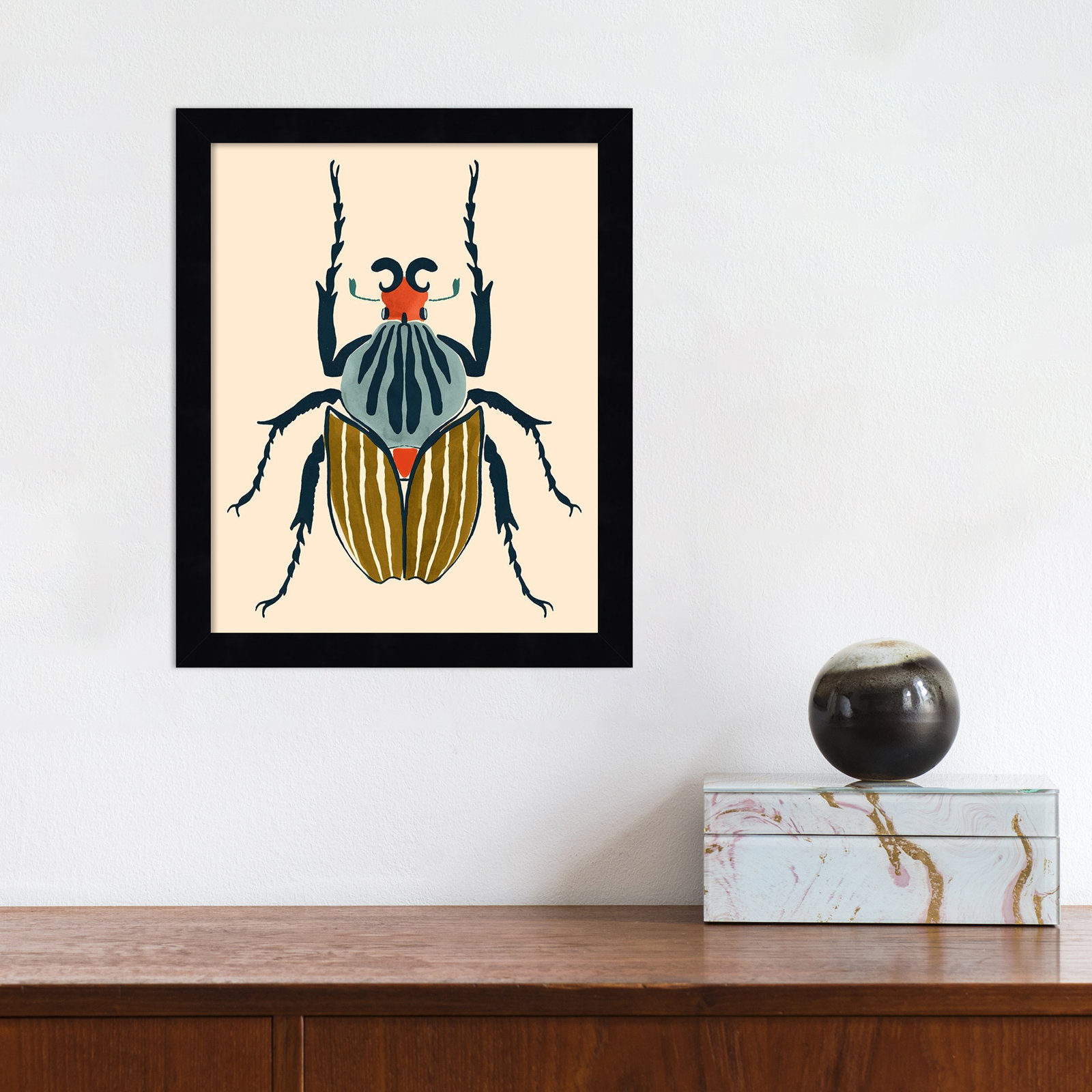 Farwell Beetle Bug I Framed On Paper by Farwell Print, Black, 13" H x 11" W x 1" D