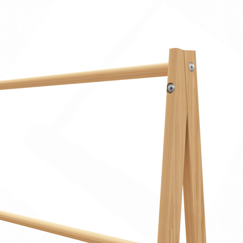 Porte-serviettes échelle en bambou avec tablette de rangement