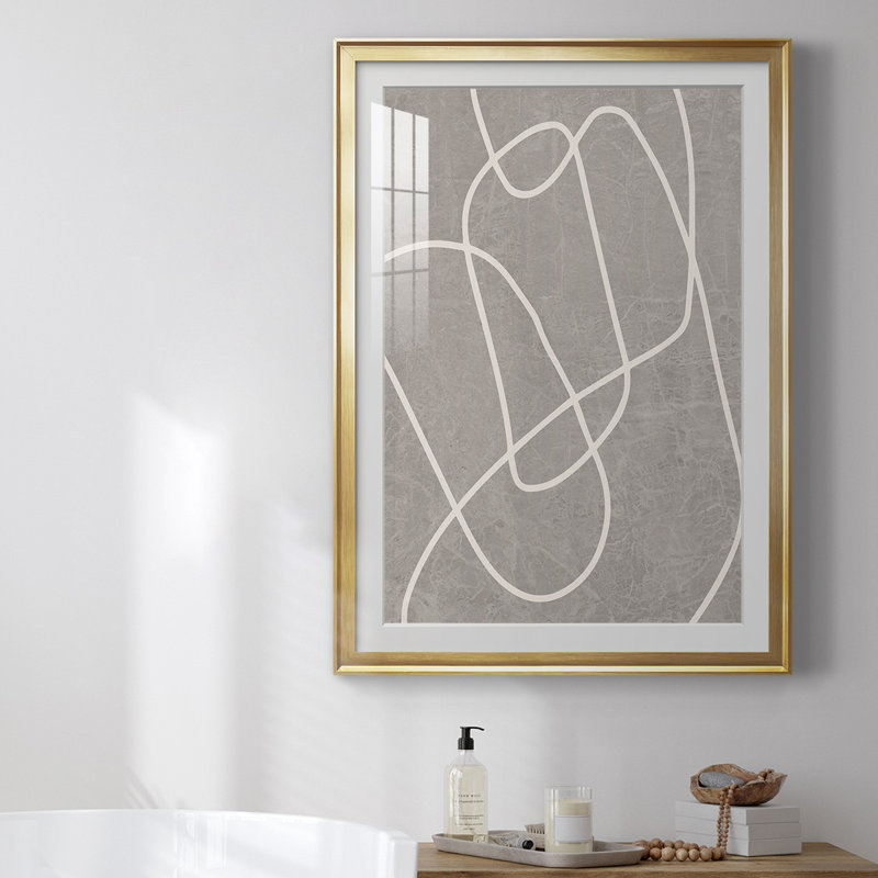 Fissures II, reproduction encadrée de qualité supérieure - prête à être accrochée, Or, H 42,5 po x l 30,5 po