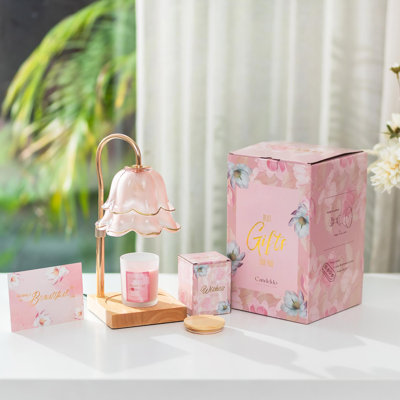 Lampe chauffe-bougie, lampe muguet, hauteur réglable avec minuterie, 2 ampoules incluses, lampe parfumée sans flamme pour la décoration de la chambre à coucher - Beige
