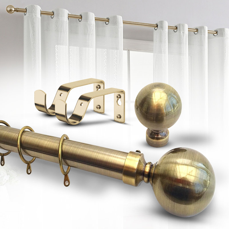 Adjustable 4.5cm Double Curtain Pole, Antique Brass, 70cm - 120cm